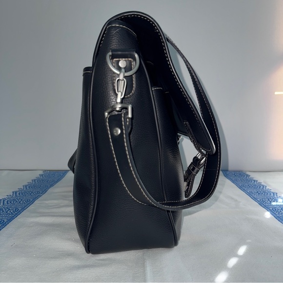 Esprit Vintage Messenger Bag Black Leather Crossbody Briefcase Commuter Gift - Picture 6 of 15